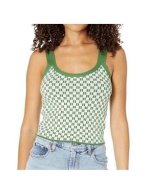 Abercrombie & Fitch Green Knit Jacquard Crop Tank Top XS